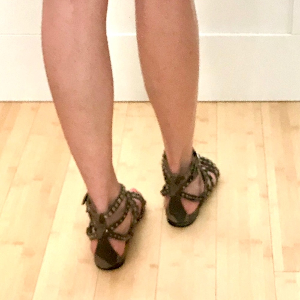 NEW YEAR SALE! NWT SAINT LAURENT RUGGED SUEDE CAMOUFLAGE SILVER STUDDED SANDAL - Picture 10 of 14